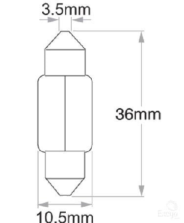 Philips Standard Festoon Globe 36x10mm 12V 10W (10Pk) 12854