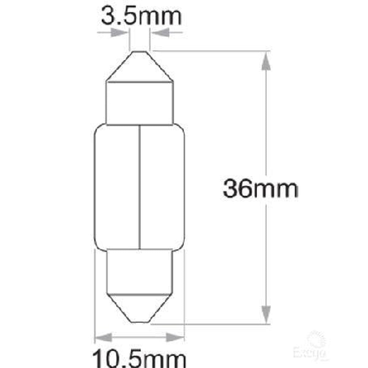 Philips Standard Festoon Globe 36x10mm 24V 10W (10Pk) 13854