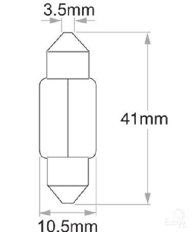 Philips Standard Festoon Globe 41x10mm 12V 10W (10Pk) 12866