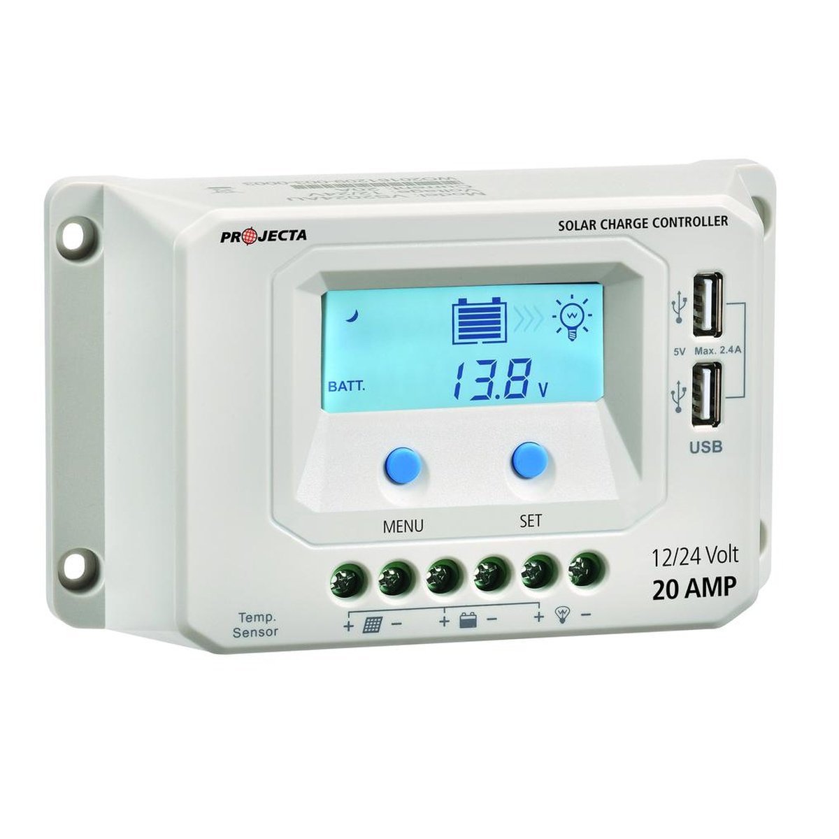 PROJECTA 20A 12/24V Solar Charge Controller 4 Stage Auto SC220