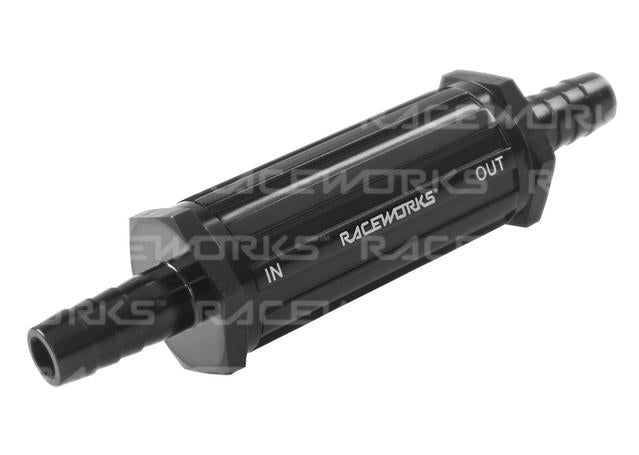 Raceworks Inline Fuel Filter With 3/8" Barbs 30 Micron
