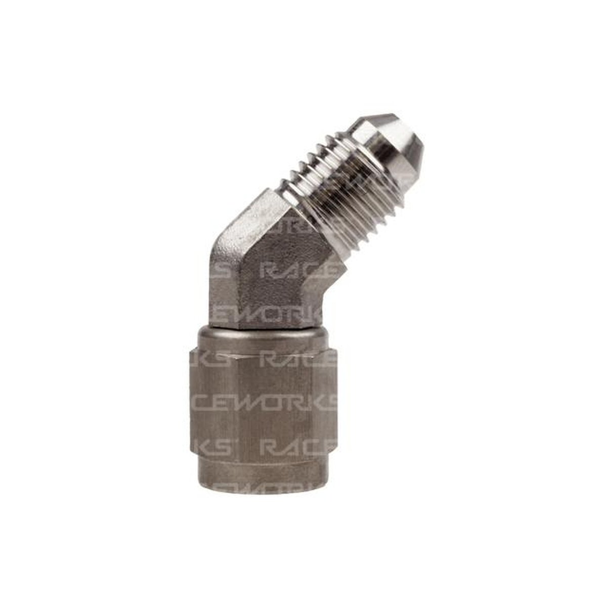Raceworks Female To Male Swivel Elbow An-3 45 Deg Stainless Steel