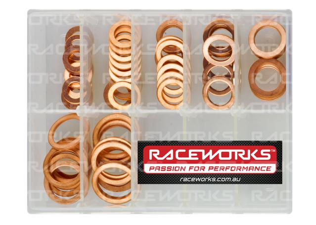 Raceworks Copper Washer Kit 10 Of Each Size 8mm To 16mm