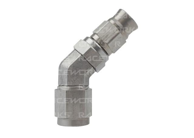 Raceworks Teflon Hose Fitting An-4 45 Deg Stainless Steel