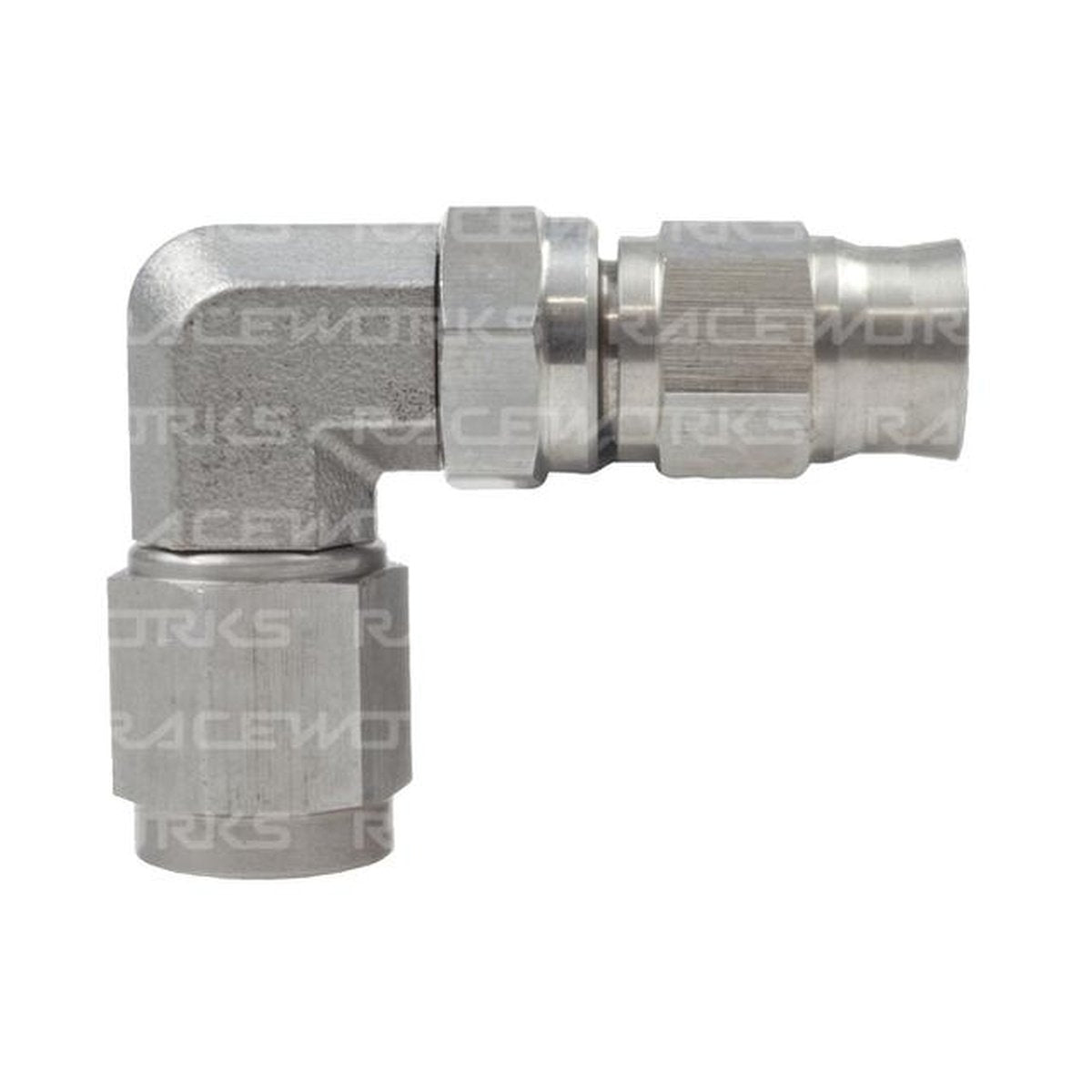 Raceworks Teflon Hose Fitting An-3 90 Deg Stainless Steel