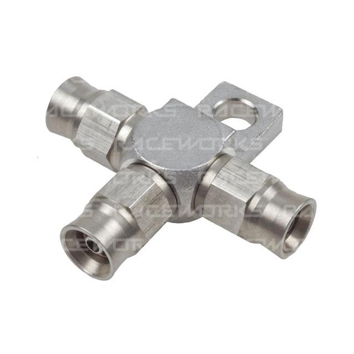Raceworks An-3 Teflon Hose End Tee With Bracket Stainless Steel