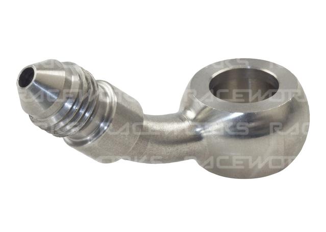 Raceworks 10.2mm Banjo To An-4 Male Flare Stainless Steel 45Deg