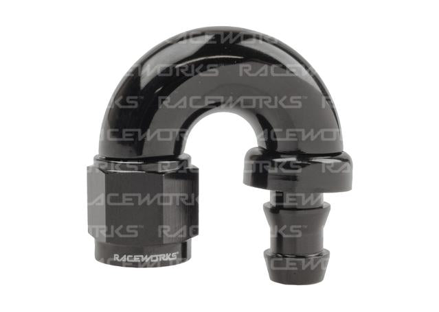 Raceworks Push Lok Hose Fitting An-4 180 Deg