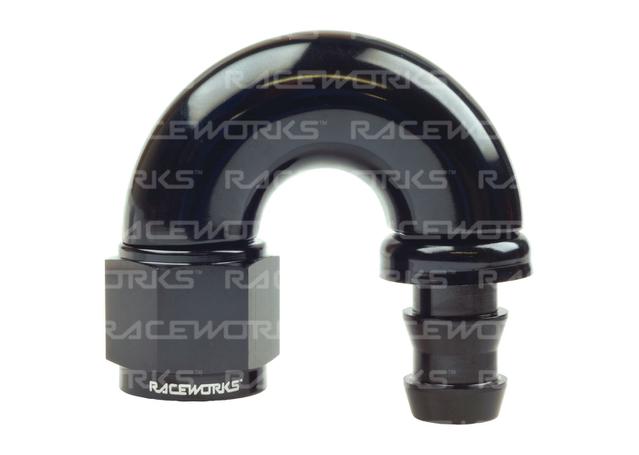 Raceworks Push Lok Hose Fitting An-8 180 Deg