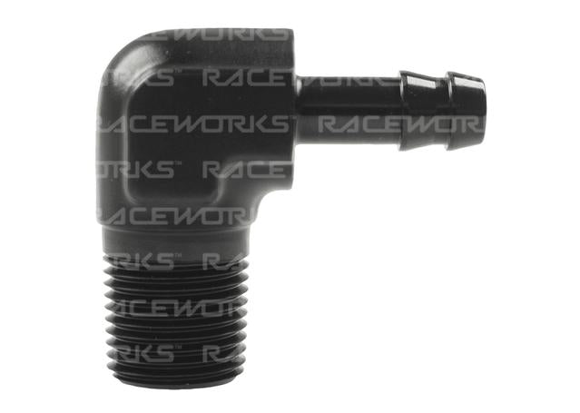 Raceworks Male Npt 3/8" To 5/16" Barb 90 Deg