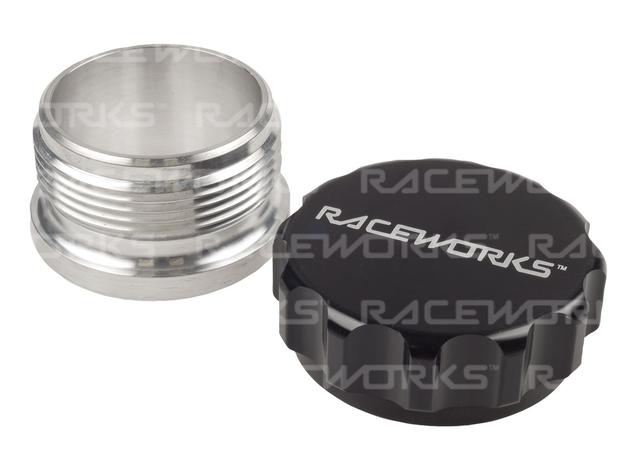Raceworks Weld On Steel Diff Filler With Black Aluminium Male Cap 1In