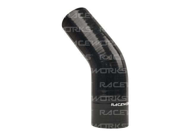 Raceworks Silicone 45 Reducer Elbow 1.5-1.75" (38-45mm) Black