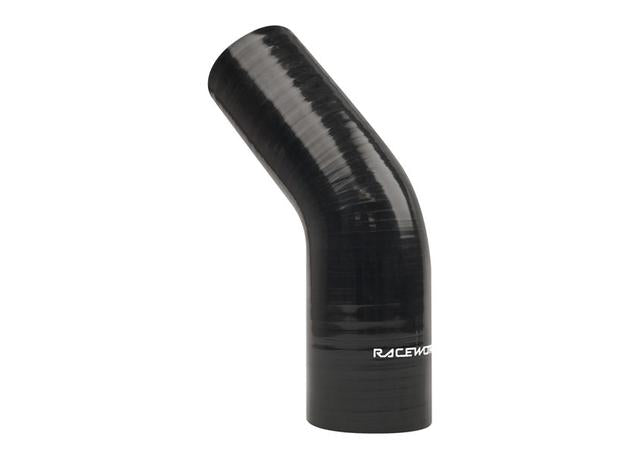 Raceworks Silicone Hose Reducers 45 Deg Elbow 3.75-4in. (95-102mm) Black