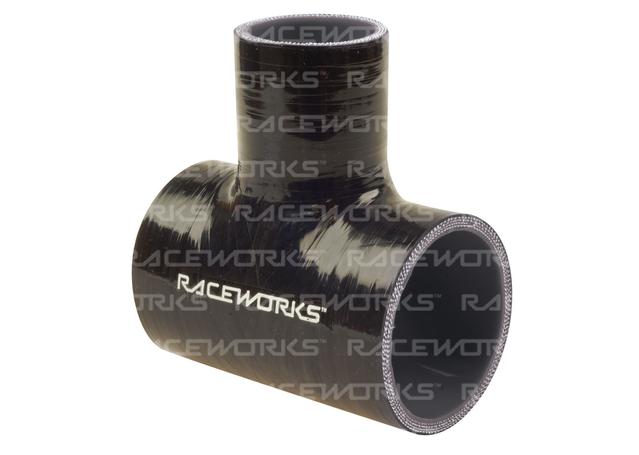 Raceworks Hose Tee 2.5" Id 1" Spout Black