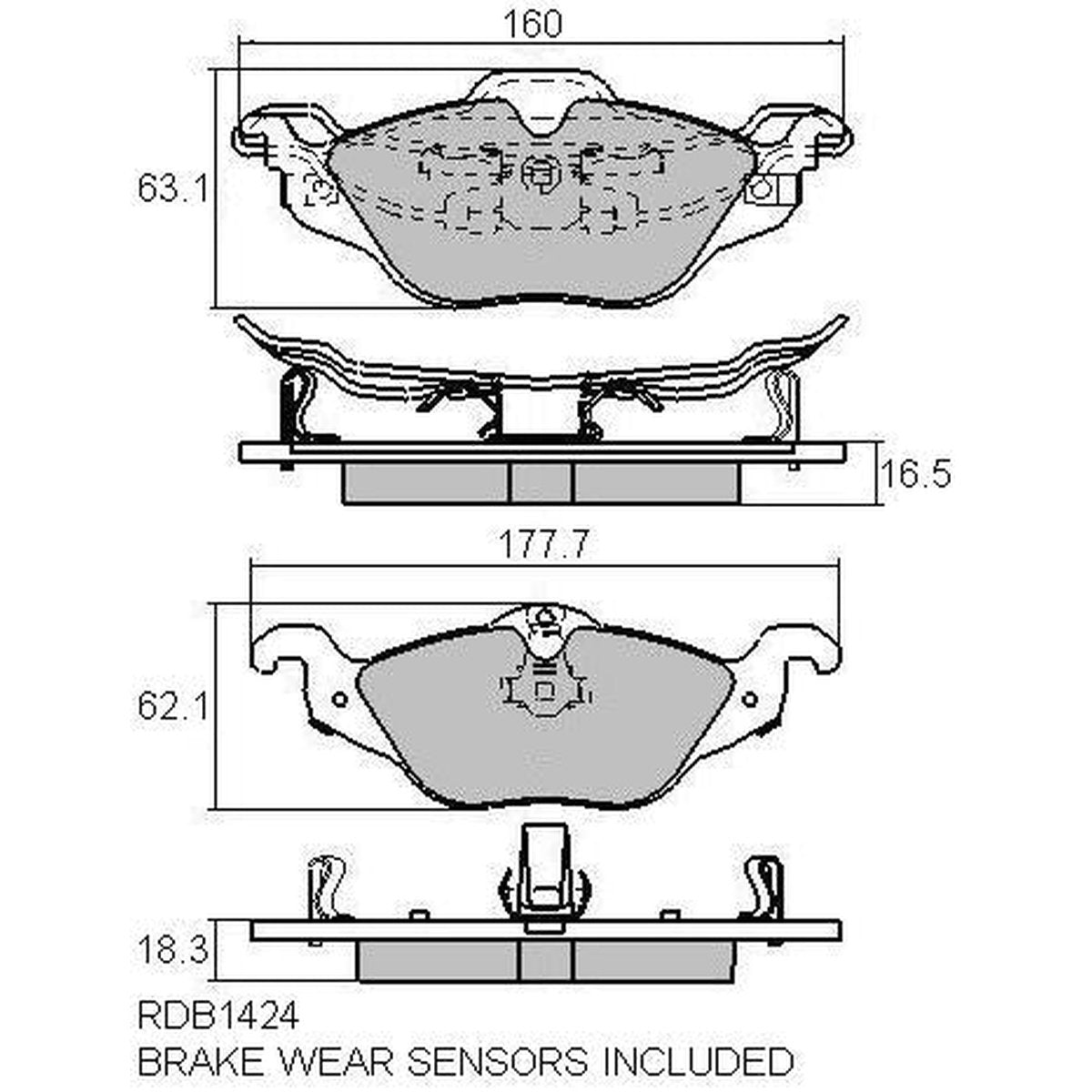 RDA GP Max Brake Pad Set Front RDB1424