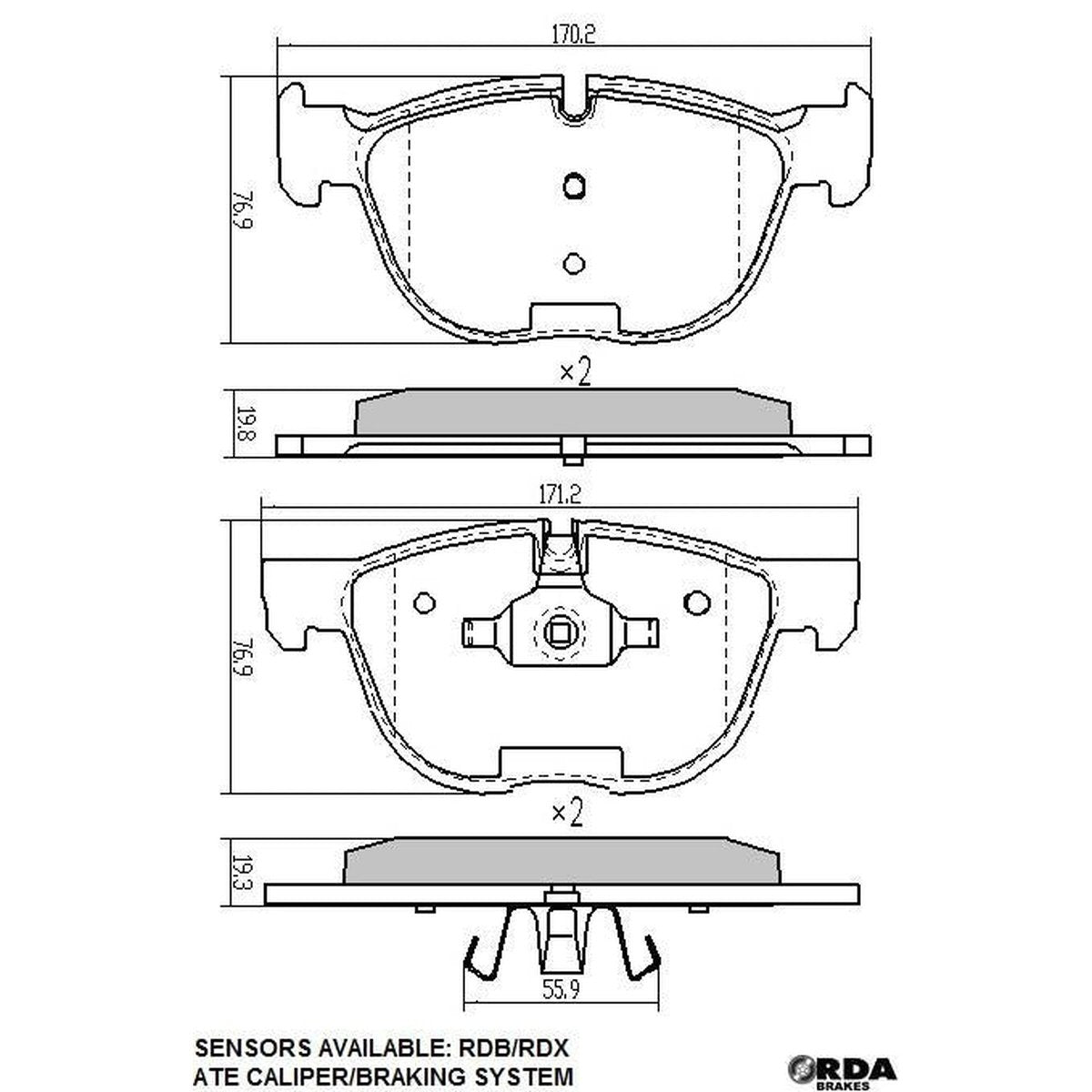 RDA GP Max Brake Pad Set Front RDB2264