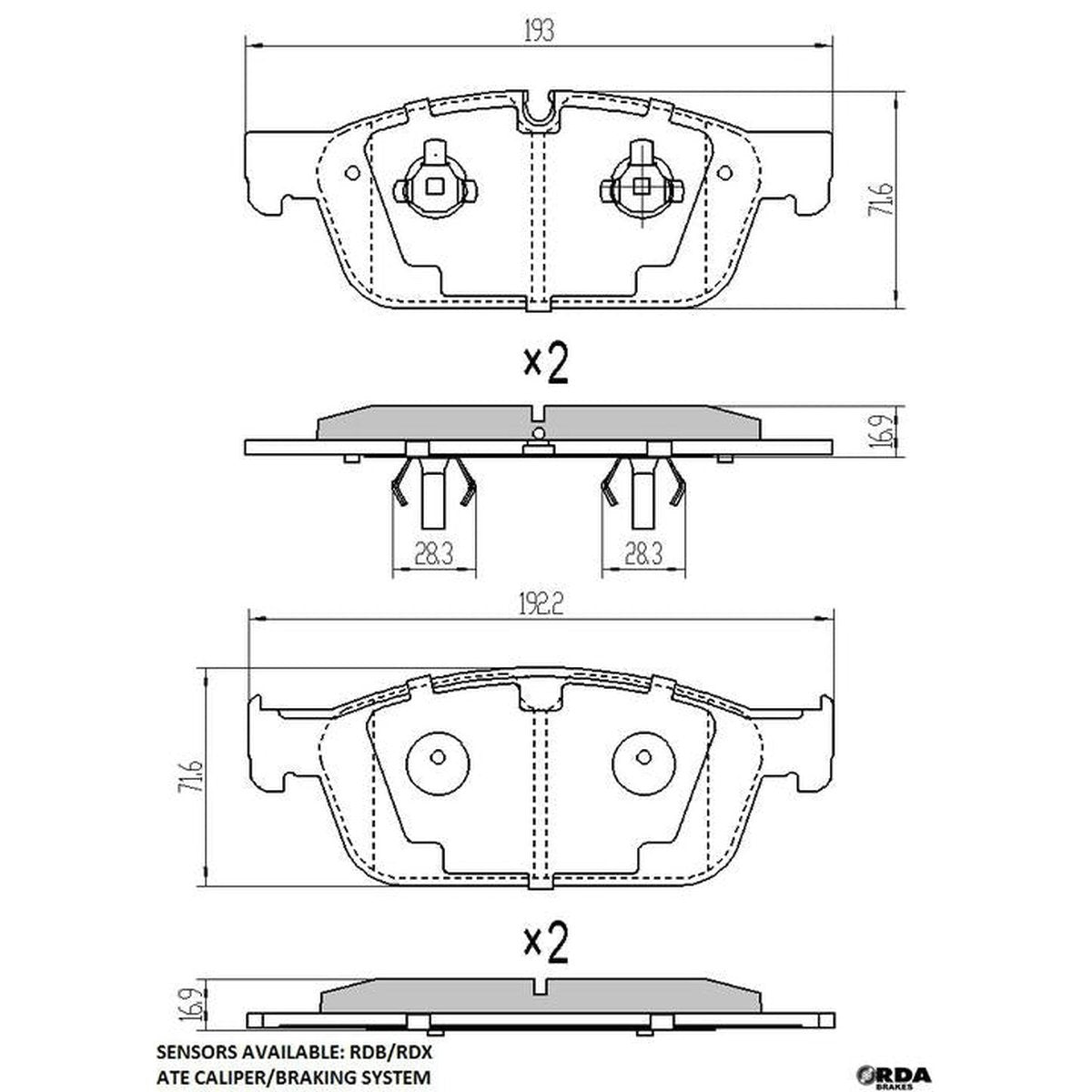 RDA GP Max Brake Pad Set Front RDB2396