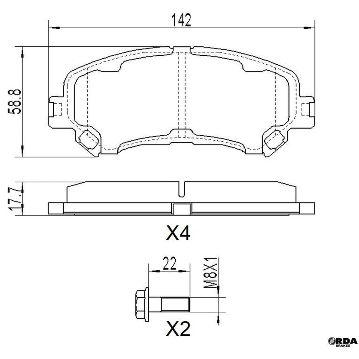 RDA GP Max Brake Pad Set Front RDB2441