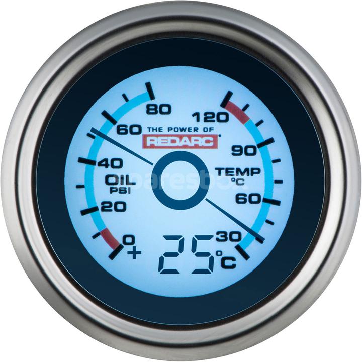 REDARC Digital Oil Pressure & Temperature Gauge G52-PWT