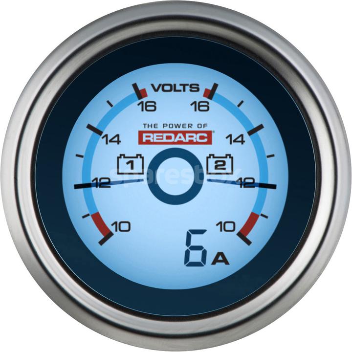 REDARC Digital Dual Voltmeter 52mm Gauge 6-16V G52-VVA