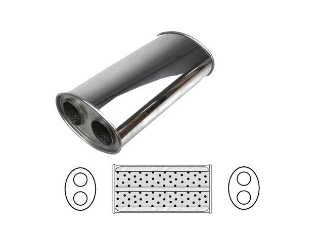 Redback Oval Muffler 14" Long 3" Dual In/Out Megaflow S/S D826GPX