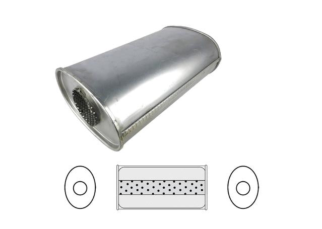 Redback Oval Muffler 14" Long 3" Centre Megaflow Mild D826MN