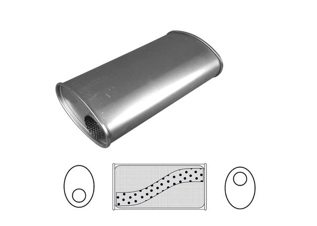 Redback Oval Muffler 14" Long 3" Offset Megaflow Mild D828MN