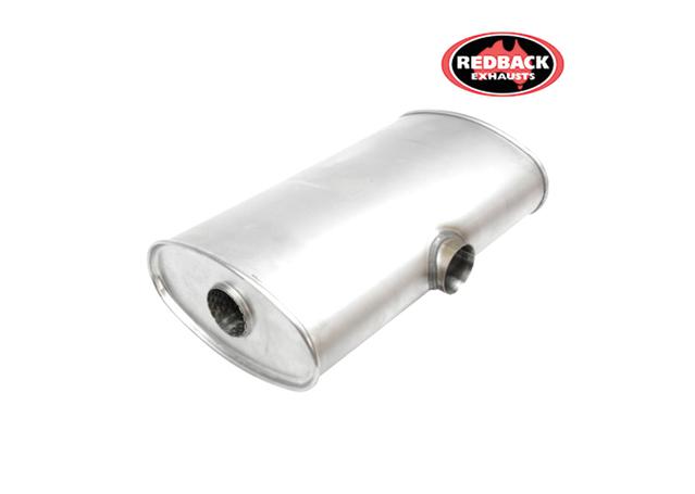 Redback Oval Muffler 3" In 2x2.5" Out Side Entry S/S E843GPV-304P