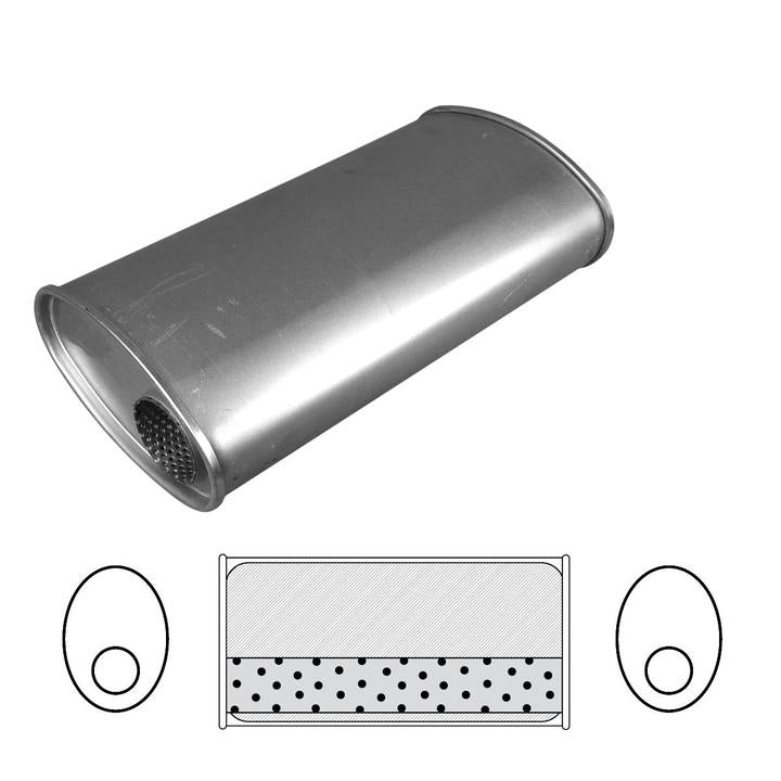 Redback Oval Muffler 10" Long 2.5" Offset Megaflow Mild F717MN