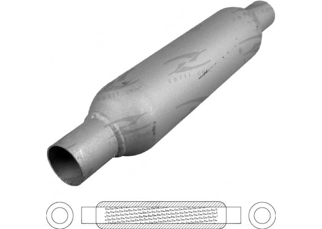 Redback Hotdog Muffler 18" x 2.5" Spiral Mild HD18250