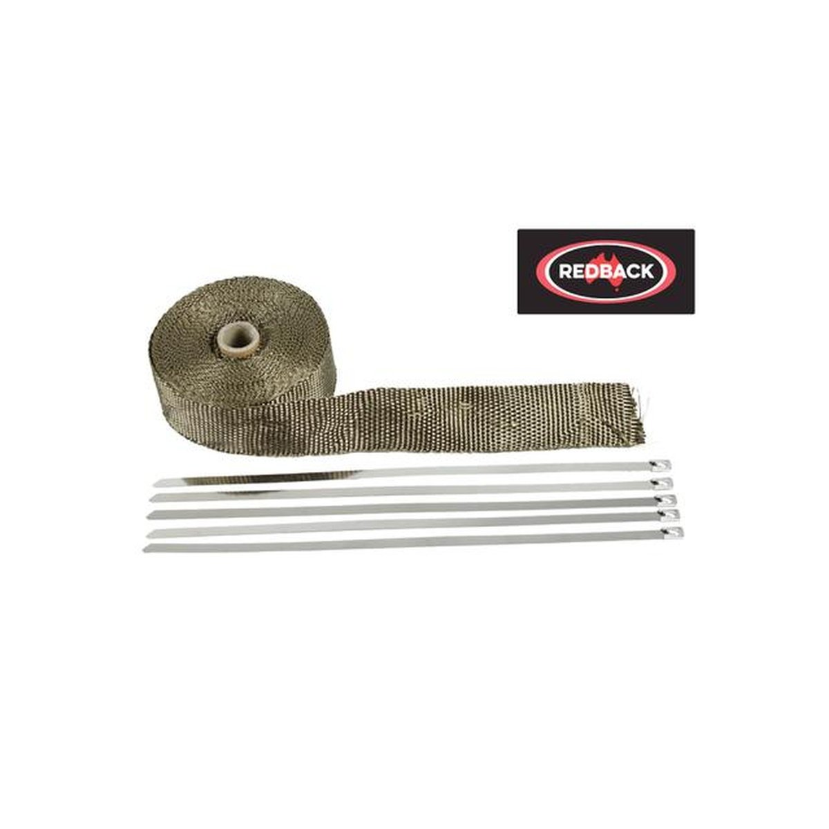 Redback Exhaust Heat Wrap 51mm x 10m w/Ties Titanium HTTI0512-10-5CT