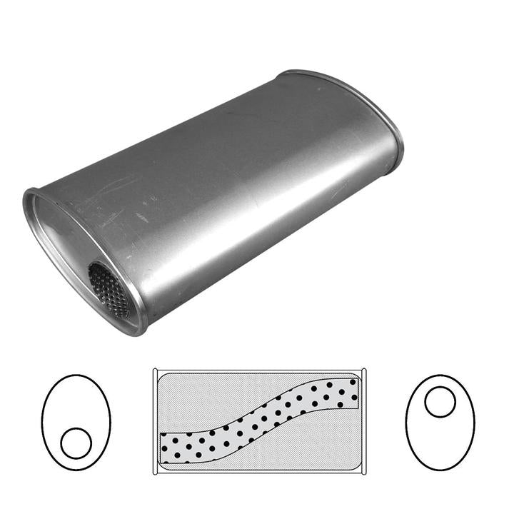 Redback Oval Muffler 14" Long 2.25" Offset Megaflow Mild J628M