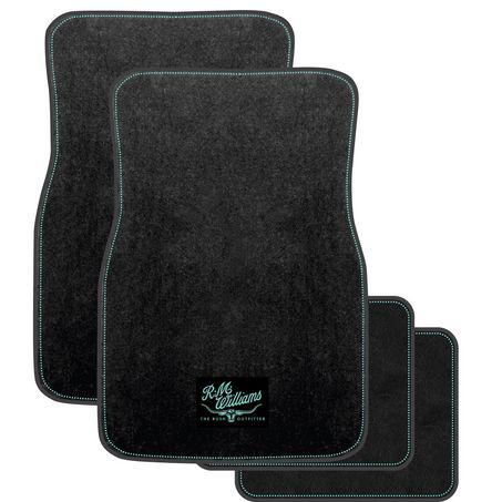 R.M. Williams Carpet Floor Mat Set Front & Rear Black/Aqua CMRMWAQUS4