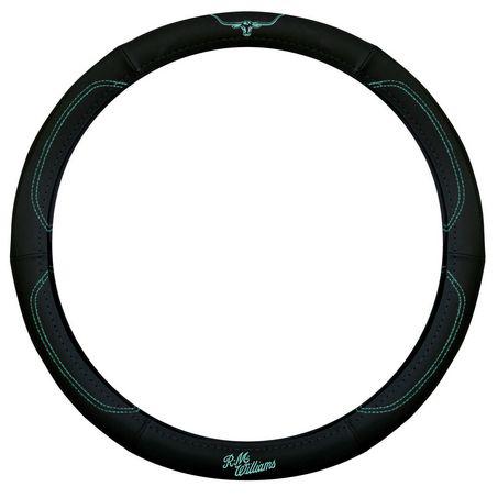 R.M. Williams Steering Wheel Cover 15" Black/Aqua SWRMWAQU