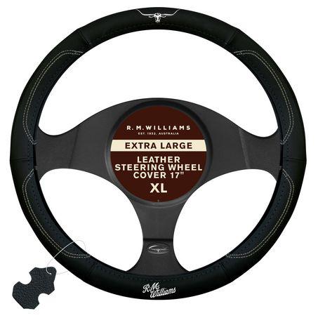 R.M. Williams Steering Wheel Cover 17" Leather Black SWRMWBLG
