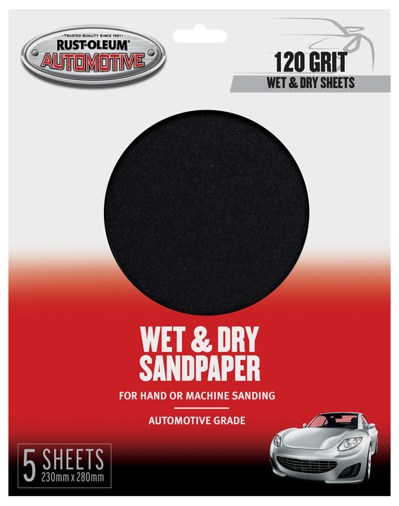 Rust-Oleum Wet & Dry Sandpaper 120 Grit 5 Pack 367635