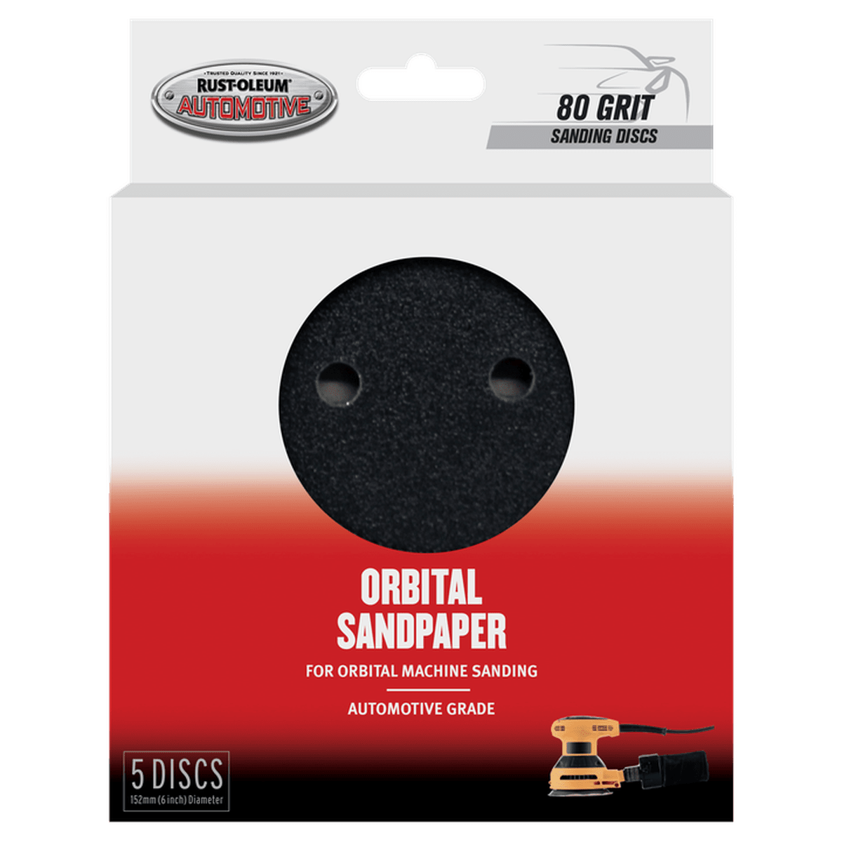 Rust-Oleum Velcro Orbital Sandpaper 6" 80 Grit 5 Pack 367668