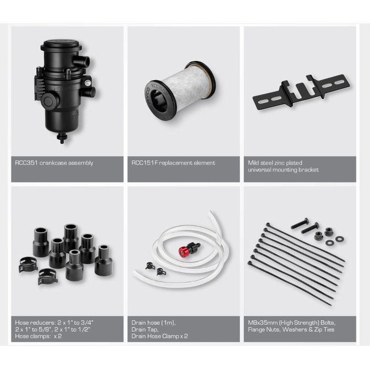 Ryco Universal Catch Can Crankcase Filter Kit RCC351K