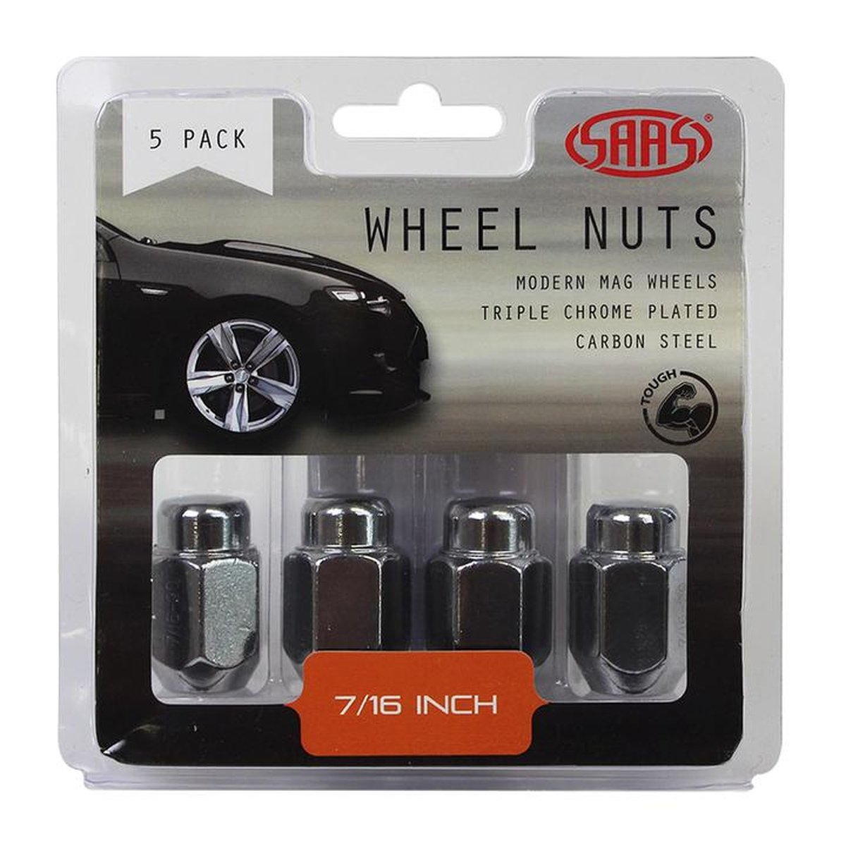 SAAS Wheel Nuts Acorn Taper 7/16" Chrome 35mm (5 Pack) 235205