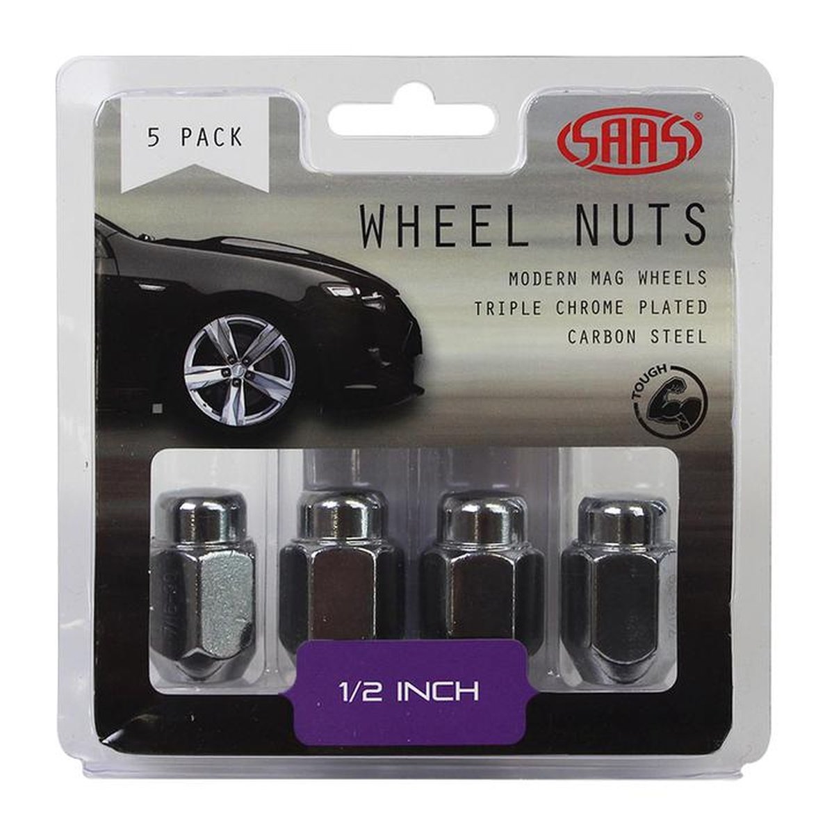 SAAS Wheel Nuts Acorn Taper 1/2" Chrome 35mm (5 Pack) 235215