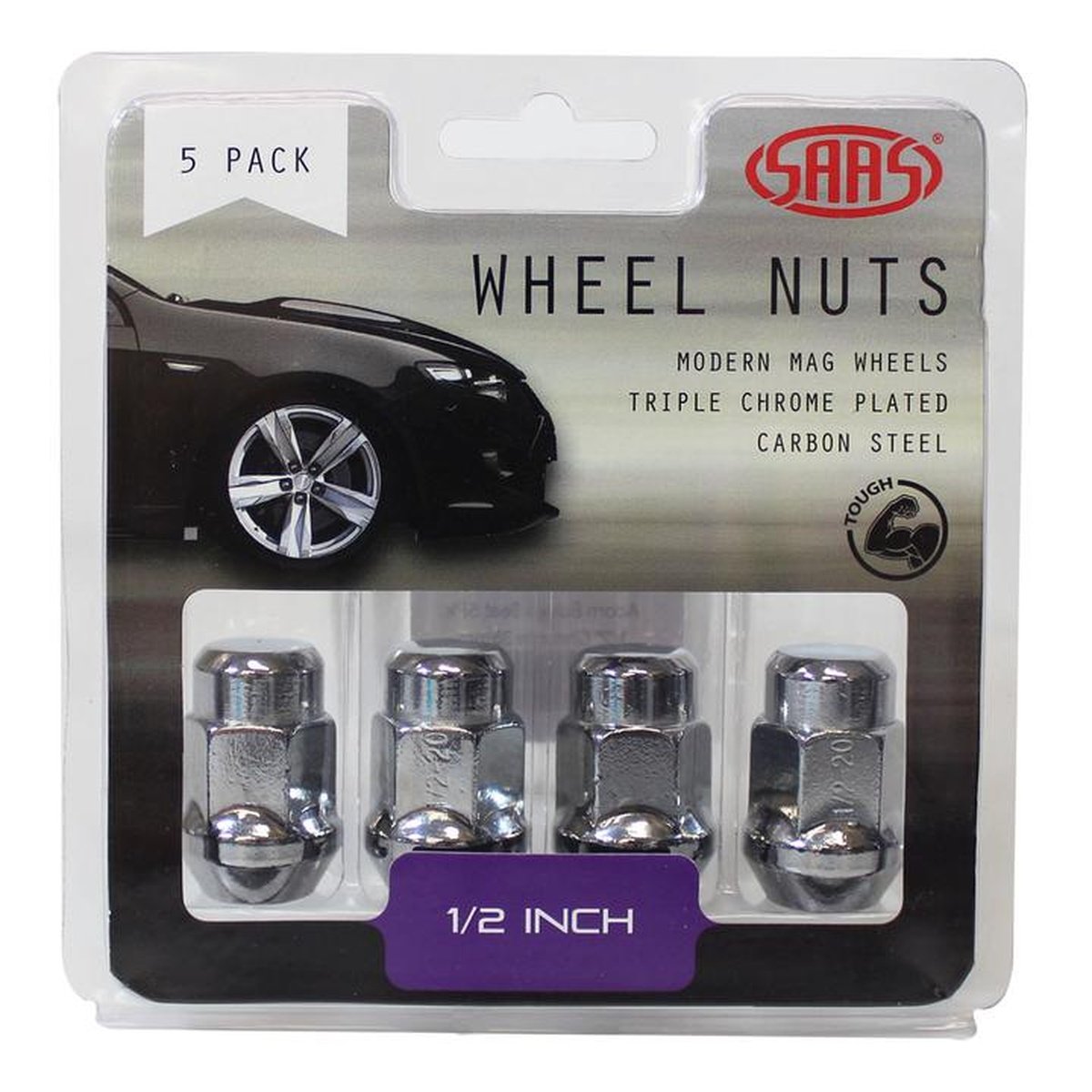 SAAS Wheel Nuts Acorn Bulge 1/2" Chrome 35mm (5 Pack) 335315