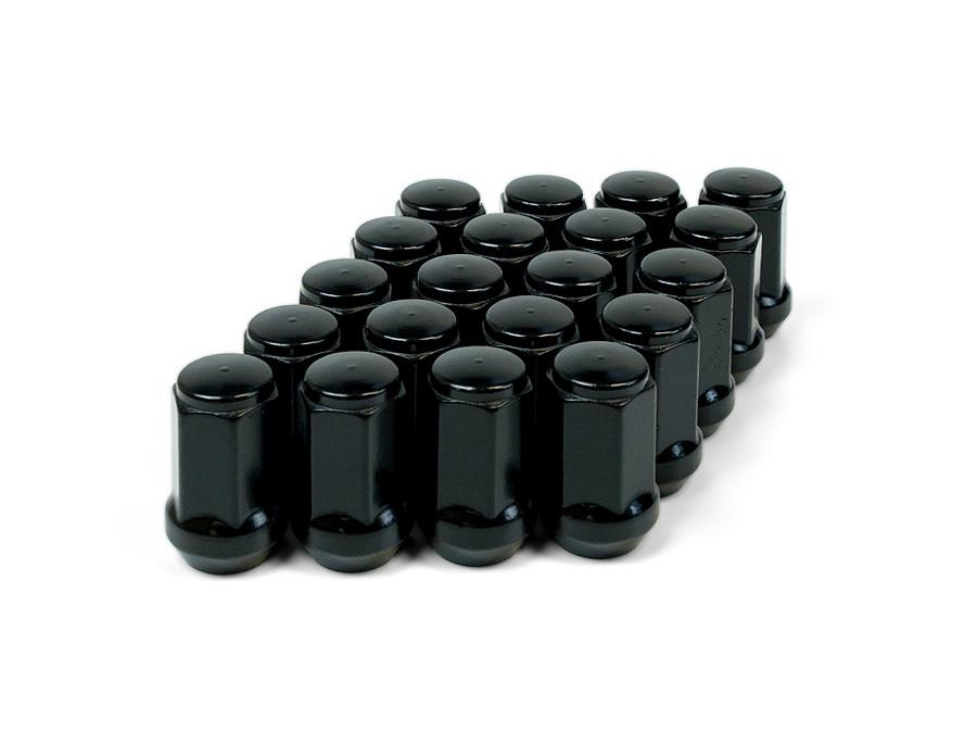 SAAS Wheel Nut Flat Head Bulge 1/2" Black 40mm (20 Pack) 44091BBC