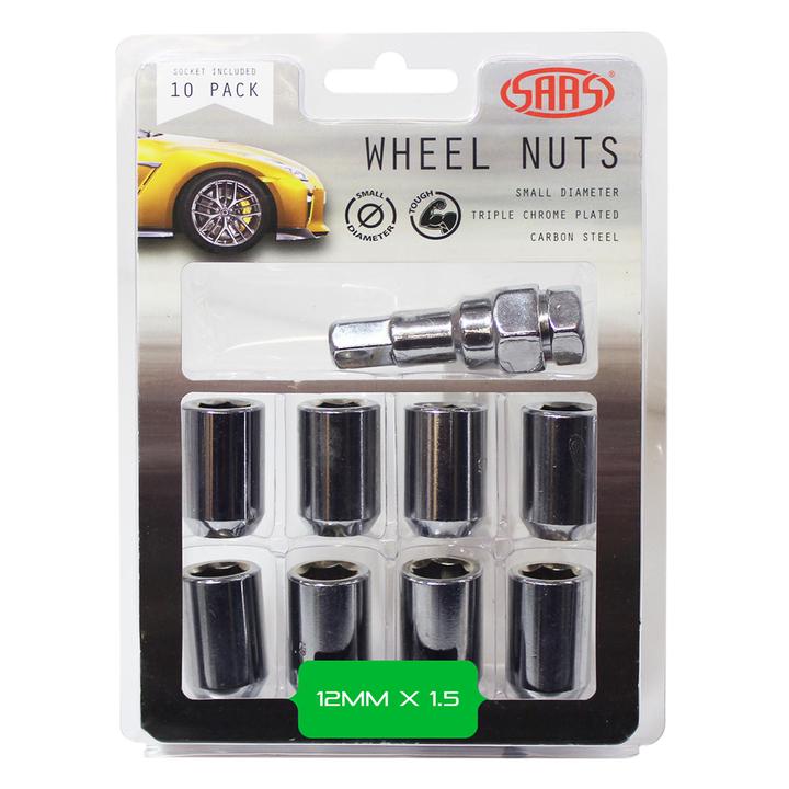 SAAS Wheel Nuts S/D Int Hex M12x1.50 (Inc Key) Chrome (10 Pack) 8330610