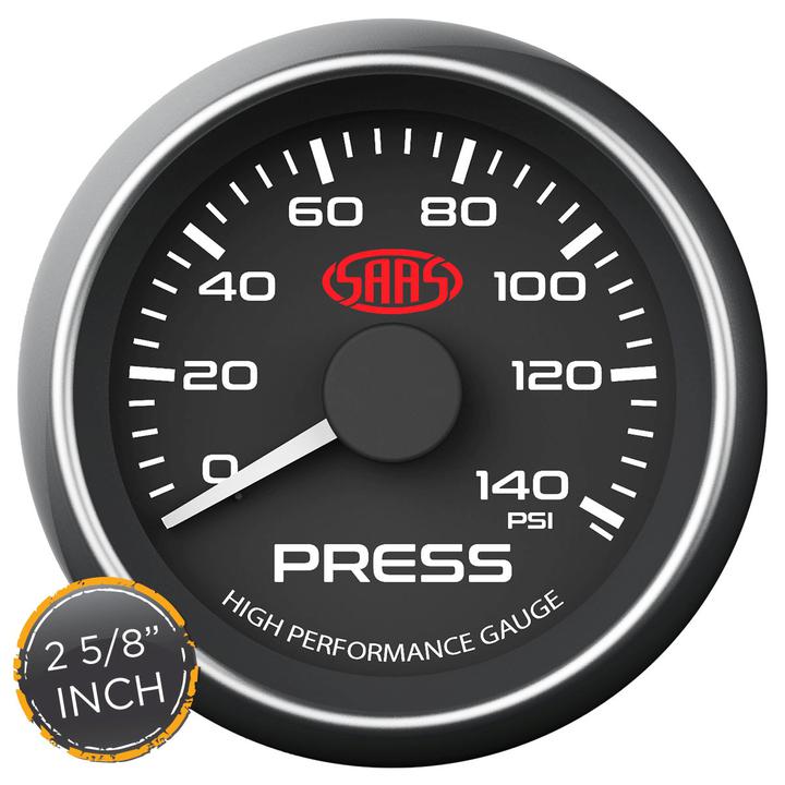 SAAS Muscle Series 2-5/8"Oil Pressure Gauge 0-140 Psi Black SG-OP258B
