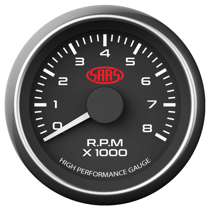 SAAS Muscle Series 2-1/16" Tacho Gauge 8,000RPM Black SG-TAC52B