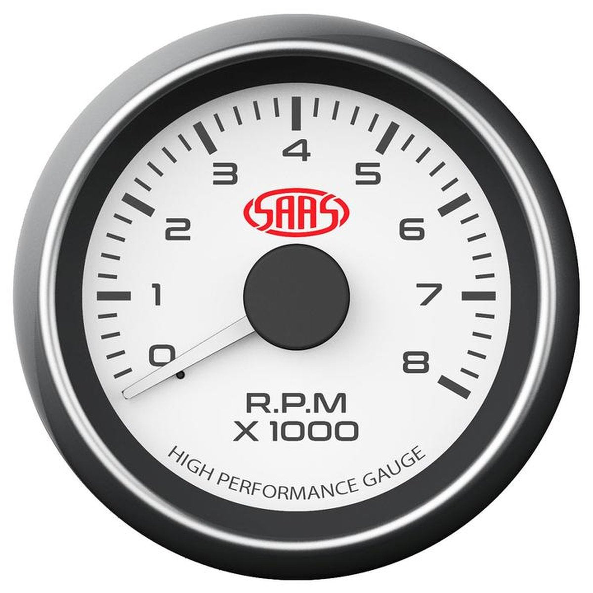 SAAS Muscle Series 2-1/16" Tacho Gauge 8,000RPM White SG-TAC52W