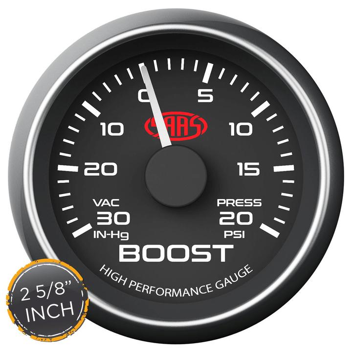 SAAS Muscle Series 2-5/8" Boost Gauge 30 In Hg/20 Psi SG-TB258B
