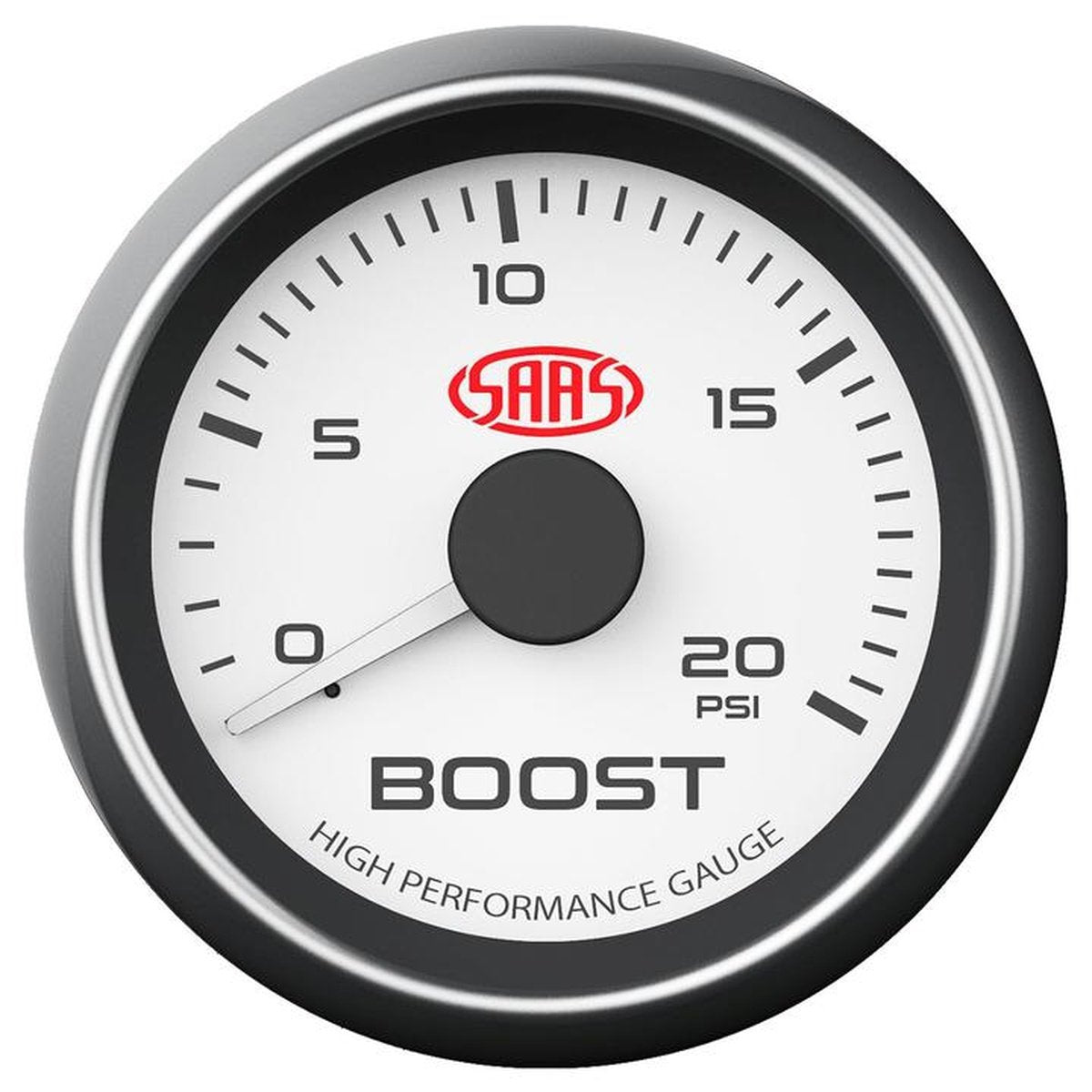 SAAS Muscle Series 2-1/16" Diesel Boost Gauge 0-20 Psi White SG-TBD52W1