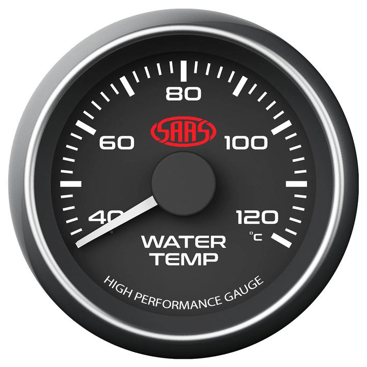 SAAS Muscle Series 2-1/16" Water Temp Gauge 40-120C Black SG-WT52B