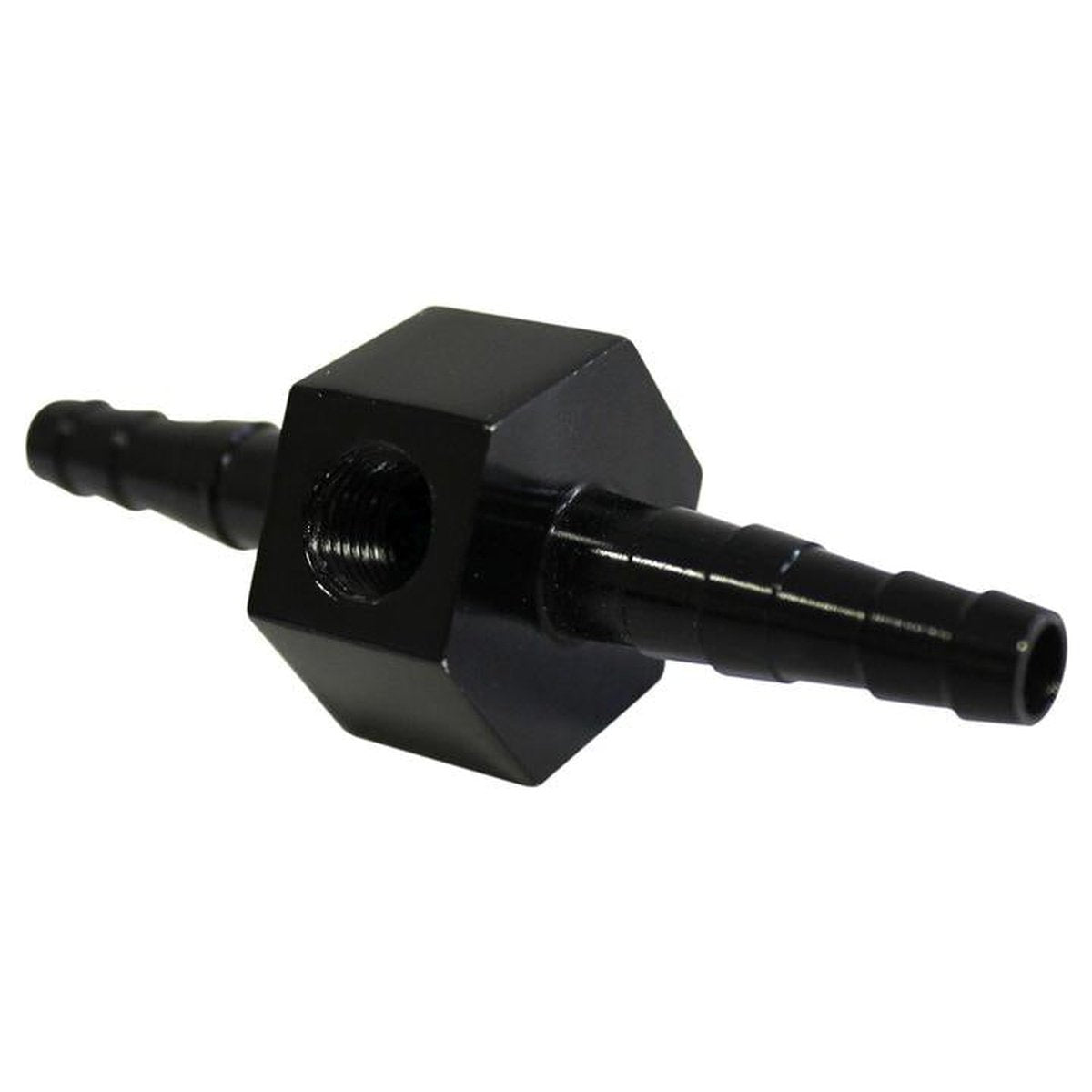 SAAS Fuel Pressure Gauge Inline Adaptor 5/16 - 3/8" Billet Black SGA1008